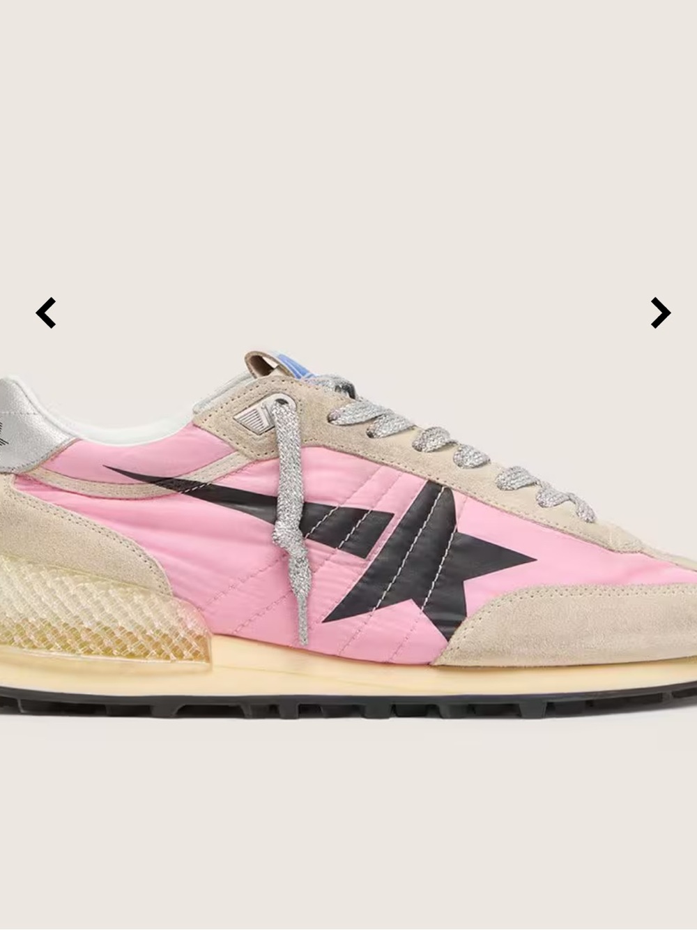Golden Goose Women’s Marathon with Pink Nylon and Beige Suede. Size 39 EU